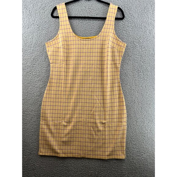 ModCloth Yellow & Pink Plaid Sleeveless Shift Dress Size Large NWT - Picture 1 of 10